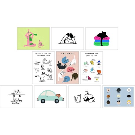 Cat Box: 100 Postcards by 10 Artists גלויות